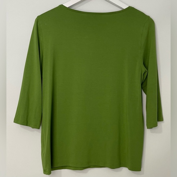 Eileen Fisher Round Neck Short Sleeve Top Green Size Medium - Picture 4 of 5
